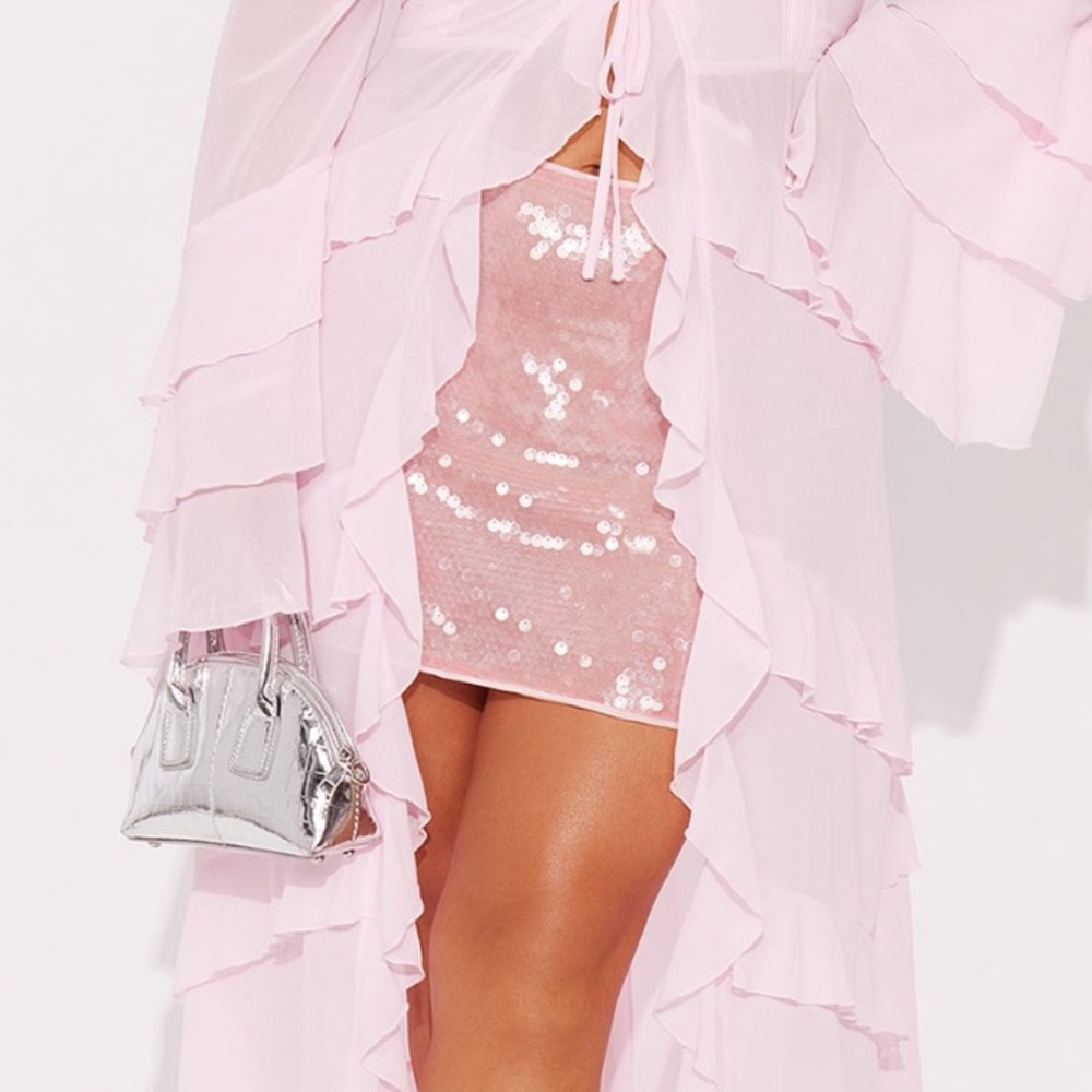 Pink Sequin Mini Skirt
